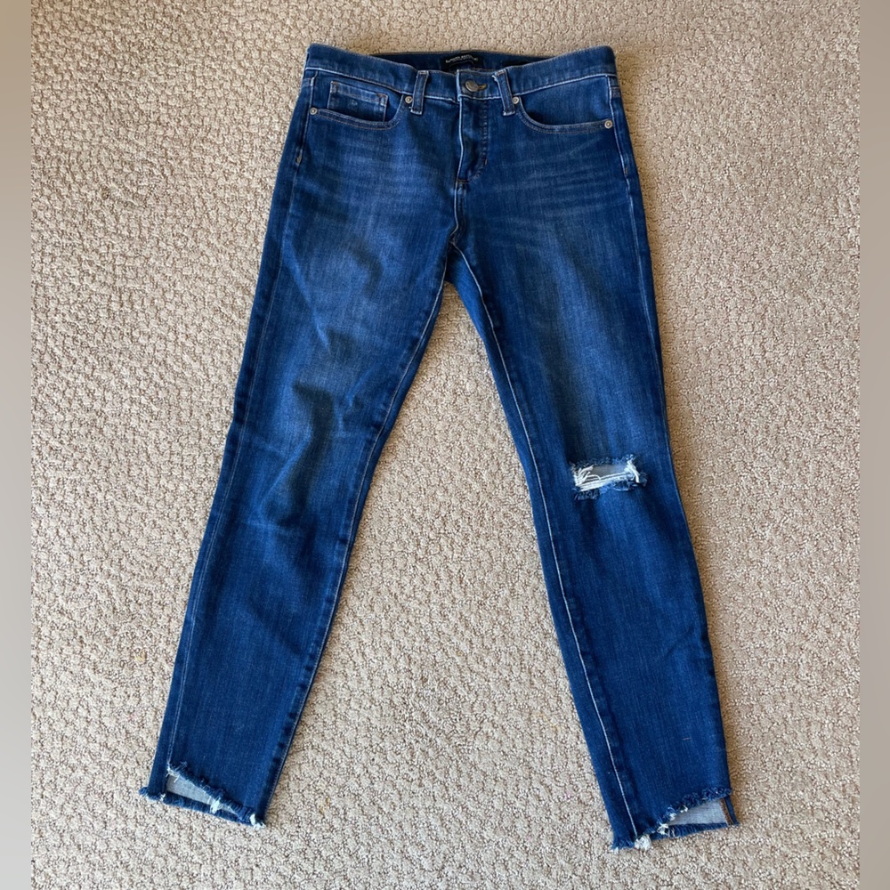 Banana Republic distressed raw hem mid rise skinny jeans